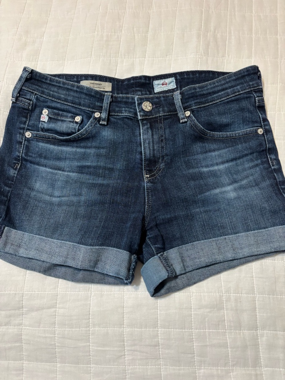 Ag Adriano Goldschmied The Hailey Dark Blue Boyfriend Roll-Up Jeans